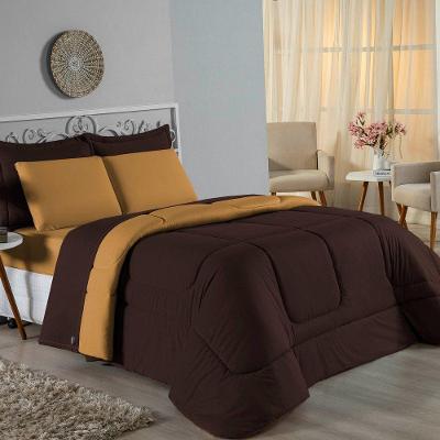 Edredom Queen Nobre 1 Peça Dupla Face 2,20m X 2,40m Malha 100% Algodão - Marrom / Cobre