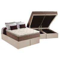 Cama Box Baú Queen: Colchão Anatômico Anjos D28 / AG65 Star Pillow Top + Base CRC Suede Clean(158x198) - 1