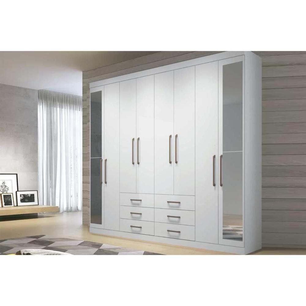 Guarda Roupa Casal 8 Portas e 6 Gavetas c/ Espelho Master 8.6 Branco - Santos Andirá - 1