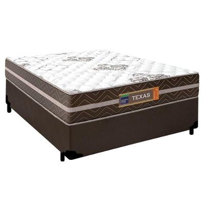 Cama Box Casal Sintético + Colchão Molas Ensacadas Texas Prime Colchões 138cm - Suporta Até 120 Kg Por Pessoa Cor:marrom