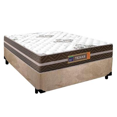 Cama Box Casal Suede + Colchão Molas Ensacadas Texas Prime Colchões Bege 138cm