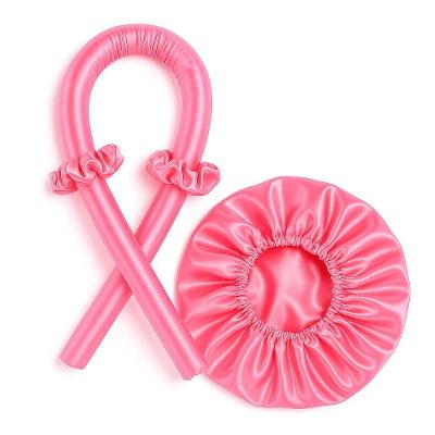 Modelador De Cachos Com 2 Xuxinhas E Uma Touca De Cetim Rosa