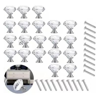 Kit 20 Puxador Cristal Para Armario Graveta Moveis 30mm