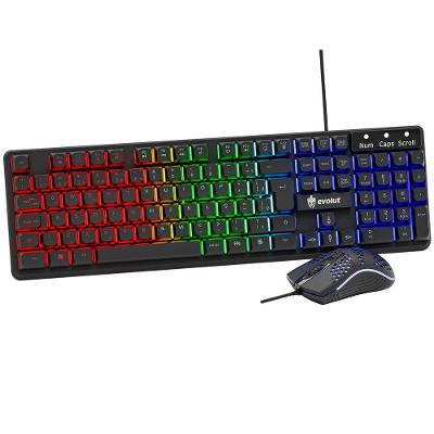 Kit Combo Teclado E Mouse Gamer Evolut Vital Eg-57, Usb, Layout Abnt2, Rgb - Preto