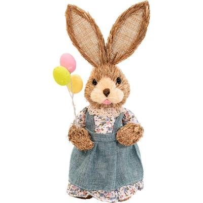 Coelho De Páscoa Coelhinho Em Palha Artesanal Enfeite 37cm