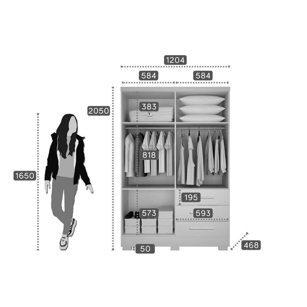 Guarda Roupa Solteiro Encant 4 Portas 3 Gavetas c/Espelho e Pés Branco - Novo Horizonte - 2