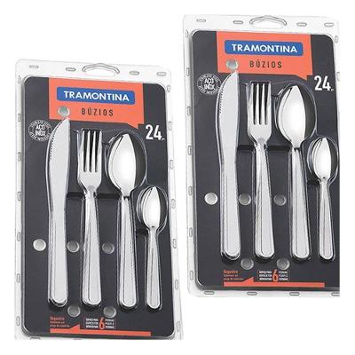 Faqueiro Tramontina 2 Unidades De 24 Peças Búzios Com Láminas E Cabos De Aço Inox 23799075