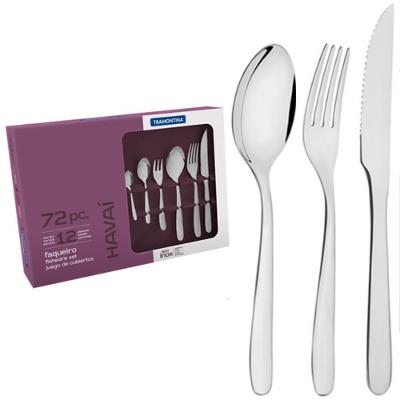 Faqueiro Tramontina Havaí Aço Inox Facas Para Churrasco E Acab. Brilho C- Detalhes 72 Peças 66905150