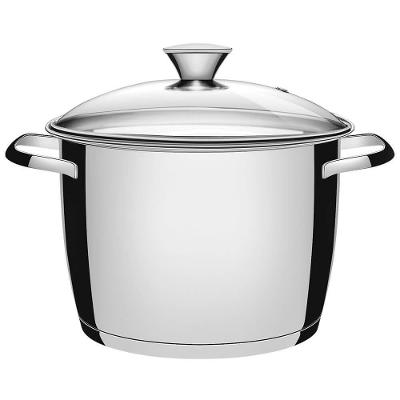 Caldeirão Tramontina Allegra 24 Cm 7,5 L Em Aço Inox Com Fundo Triplo E Tampa De Vidro 62655244