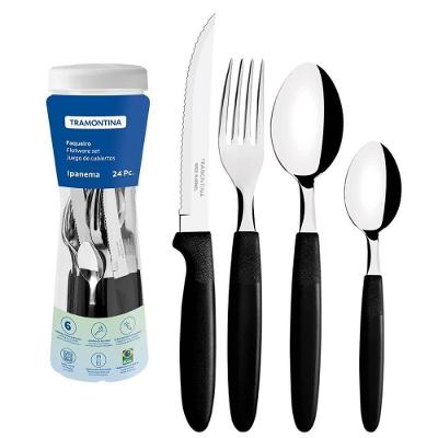 Faqueiro Tramontina Ipanema Lâminas Em Aço Inox Cabos De Polipropileno Preto 24 Peças 23399091