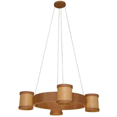 Lustre Muller Straw Roda Natural G9 Led 4 Lâmpadas 2574na