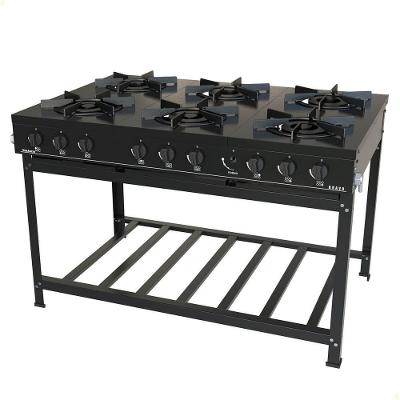 Fogão Industrial Venâncio A Gás Glp Bravo 6 Bocas Preto Br6bpr
