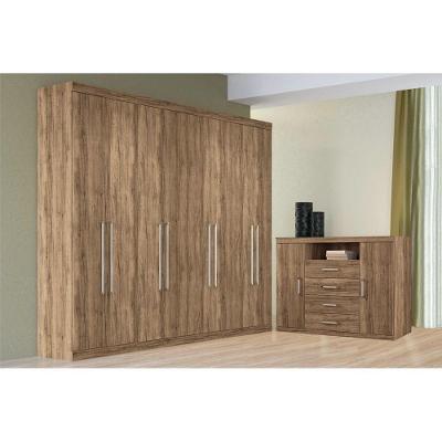 Guarda Roupa com Cômoda Casal Master 8 Portas de Bater 4 Gavetas Atacama Santos Andirá