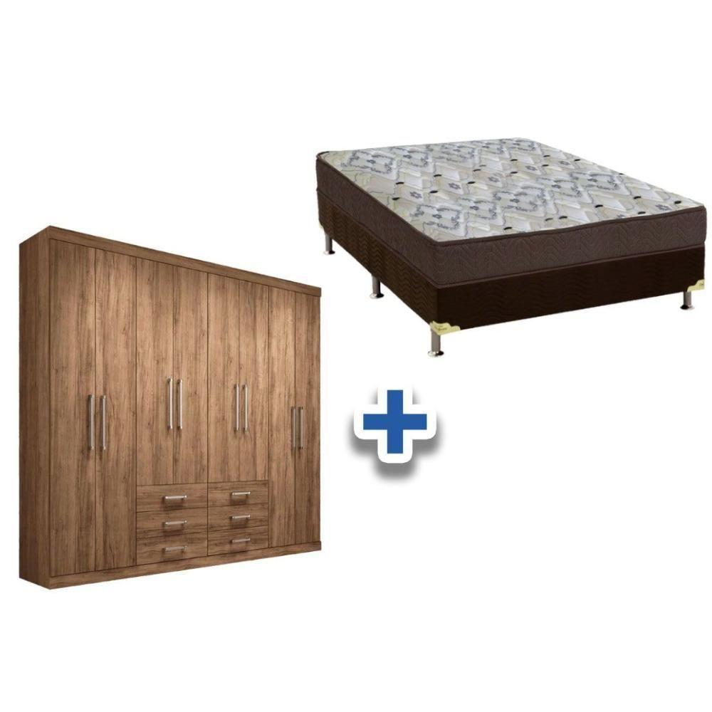 Cama Box Casal + Colchão D45 Ortobom + Guarda Roupa Master 8.6 Atacama - 1