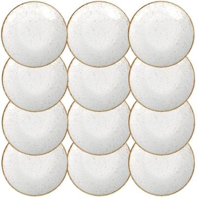 12 Pratos Sobremesa Tramontina Rústico Marrom Em Porcelana Decorada 21 Cm 96980010