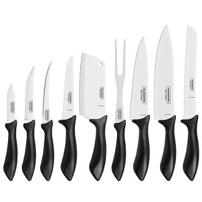 Jogo De Facas Tramontina Affilata Com Lâmina Em Aço Inox E Cabo De Polipropileno Preto 9 Peças 23699