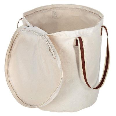 Cesto Organizador Tramontina Em Lona Natural Bege Com Tampa E Fechamento à Fecho 91751006