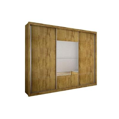 Guarda Roupa Casal Arezzo Plus 3 Portas de Correr 3 Gavetas Cumaru MDF com Espelho