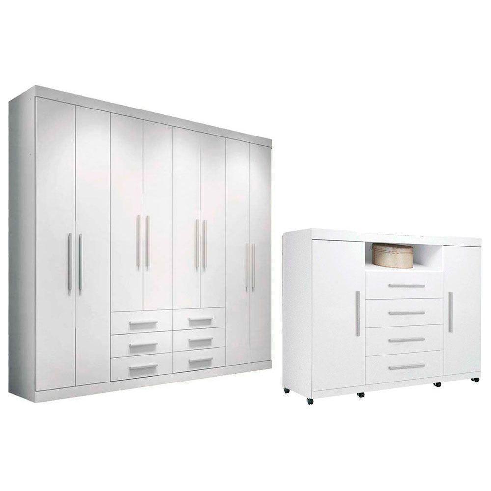 Guarda Roupa Master 8.6 + Cômoda Master 2.4 Branco - Santos Andirá - 1