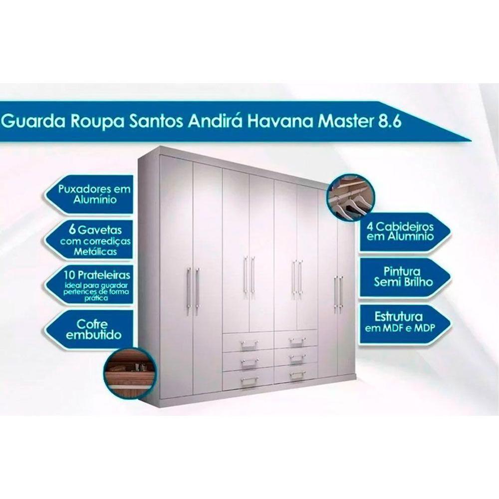 Guarda Roupa Master 8.6 + Cômoda Master 2.4 Branco - Santos Andirá - 3