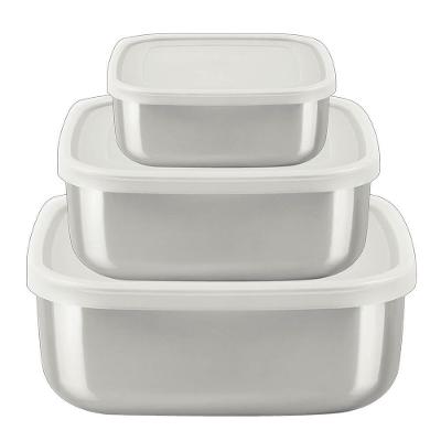 Jogo De Potes Tramontina Freezinox Quadrados Em Aço Inox Com Tampa Plástica 3 Peças 64220800