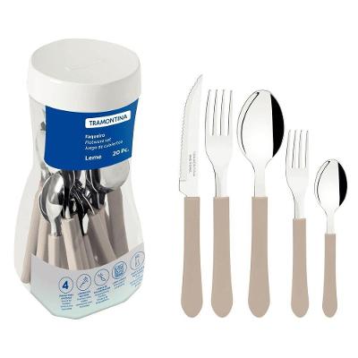 Faqueiro Tramontina Leme Com Lâminas Em Aço Inox E Cabos De Polipropileno Cinza 20 Peças Tramontina