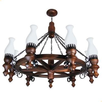 Lustre Muller Roda Carroça 9 Lâmpadas Envelhecido 909e