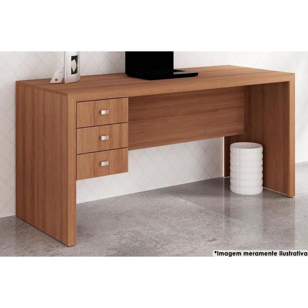 Mesa de Computador ME4113 c/ 3 Gavetas Amêndoa - Tecno Mobili - 1