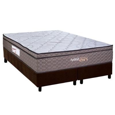 Cama Box King: Colchão C/ Vibro Massagem Paropas Vibro Aplause Smart Brown + Base Crc Suede Brown (193x203)
