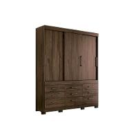 Guarda Roupas 3 Portas de Correr    e 9 Gavetas c/ Pés Click 3.9 Ébano - Santos Andirá - 1