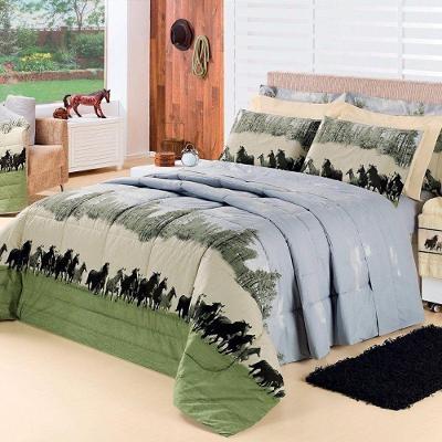 Kit Edredom Desire Casal Queen 5 Peças Percal 200 Fios 100% Algodão - Estampa Texas