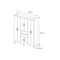 Guarda Roupa Solteiro 8 Portas e 2 Gavetas c/ Espelho Munique Amêndola/Off White - Demóbile - 2