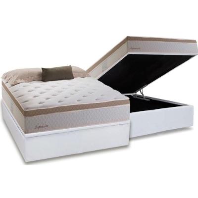 Cama Box Baú Casal: Colchão Molas Herval MasterPocket Inspiracion + Base CRC Courano White(138x188)