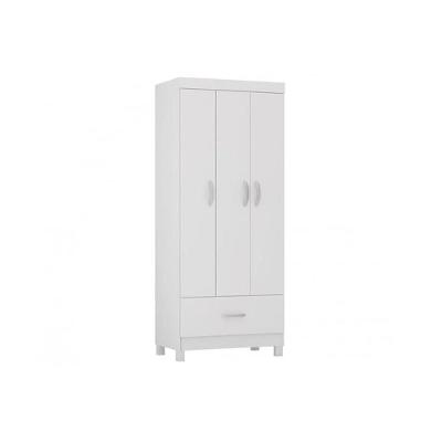 Guarda Roupa Solteiro Prince 3 Portas de Bater 1 Gaveta Branco MDP Demóbile