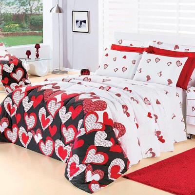 Kit Edredom Desire Casal Queen 5 Peças Percal 200 Fios 100% Algodão - Estampa Love