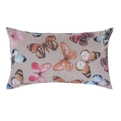 Almofada Decorativa Retangular Vanessa Estampada Com Refil 67% Algodão 33% Poliéster - Salmão