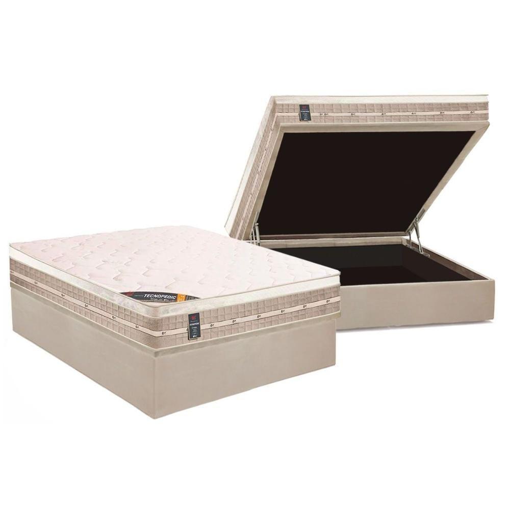 Cama Box Baú Casal: Colchão Molas Castor Bonnel Premium Tecnopedic + Base CRC Suede Clean(138x188) - 1