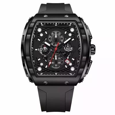 Relógios Masculino Lige 89148 Quadrado Esportivo Preto