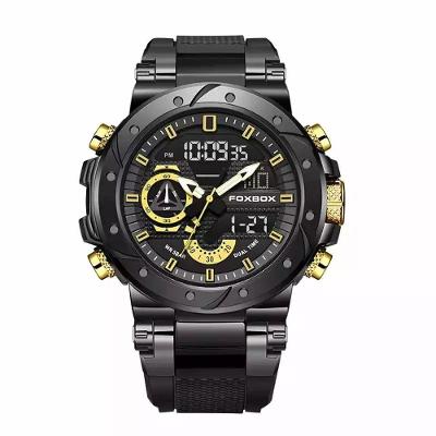 Relógio Militar Masculino Foxbox 0056 Aço Inoxidável Ouro Preto