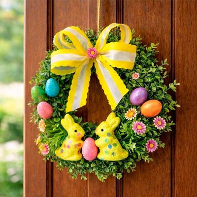 Guirlanda De Páscoa Decoração Enfeite Ovos Coelho Laço 25cm