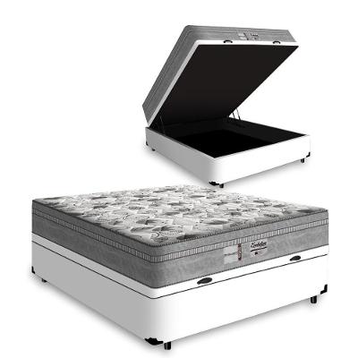 Cama Box Baú Viúva Tecido Sintético Branco Com Colchão De Molas Ensacadas Evolution - Probel - 72x128x188