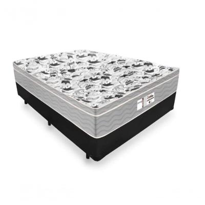 Cama Box Casal Tecido Sintético Preto Com Colchão De Molas Ensacadas - Probel Evolution