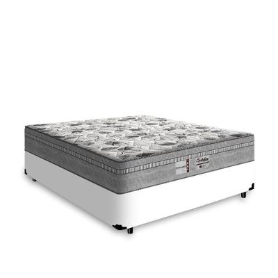 Cama Box Casal Tecido Sintético Branco Com Colchão De Molas Ensacadas - Probel Evolution