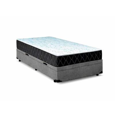 Cama Box com Baú com Colchão Solteiro Marrocos Espuma D33 Suede Cinza Madeira