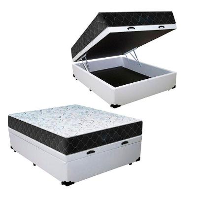 Cama Box Baú Casal Sintético Branco Com Colchão Espuma D33 Marrocos 30cm