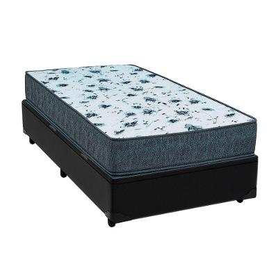 Cama Box Baú Solteiro 88 Tecido Sintético Preto Com Colchão Alegro Bello Box Espuma D28 Cinza 58x88x188
