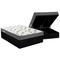 Cama Box Baú King: Colchão Espuma D33 Ortobom Light Saúde + Base CRC Courano Black(186x198) - 1