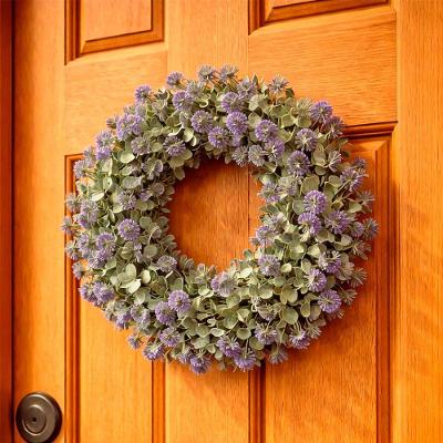 Guirlanda Artificial Enfeite Decorativo Coroa De Flores 25cm Roxo