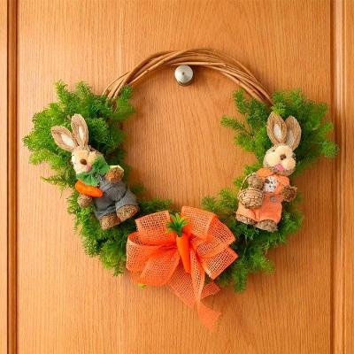 Guirlanda Casal Coelho Decoração Enfeite Páscoa Arranjo 45cm