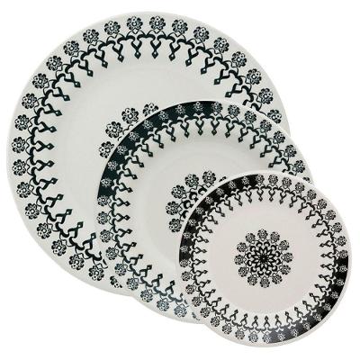 Kit Pratos Rasos Fundos E Sobremesa Donna Folk Oxford® Cerâmica 24 Peças